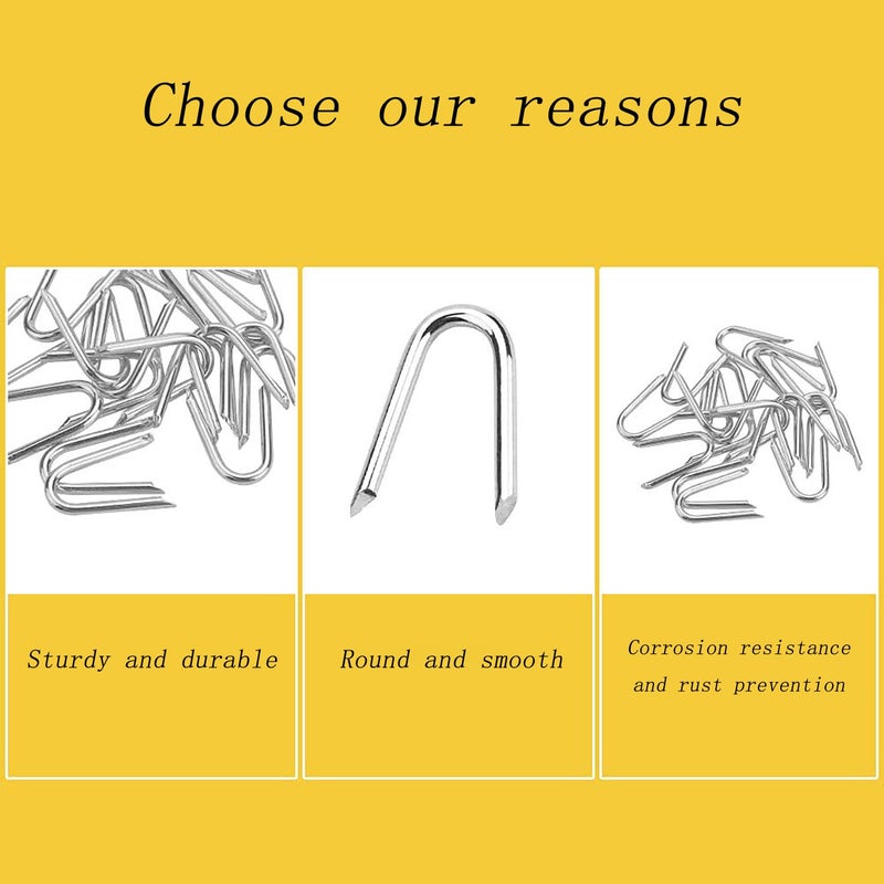 CTWHA 50PCS Galvanized U Nails Wire Mesh Fence Staples 1-1/4 Inches for Weaving Livestock Fence Posts Ground Fabric Weed Control Gardening Copper Pole Grounding Installation - Image 2